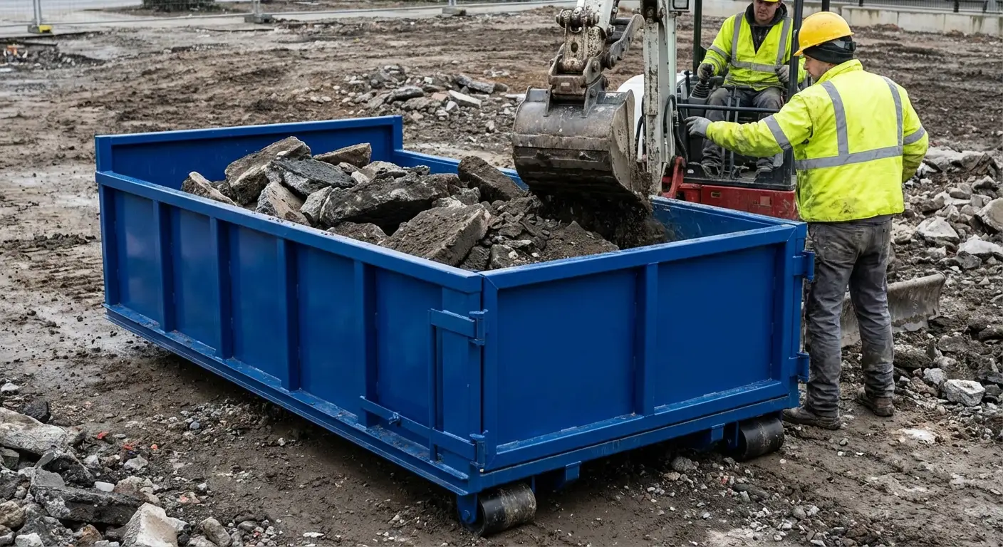 Heavy debris dumpster loaded with concrete in Redwood City, CA
