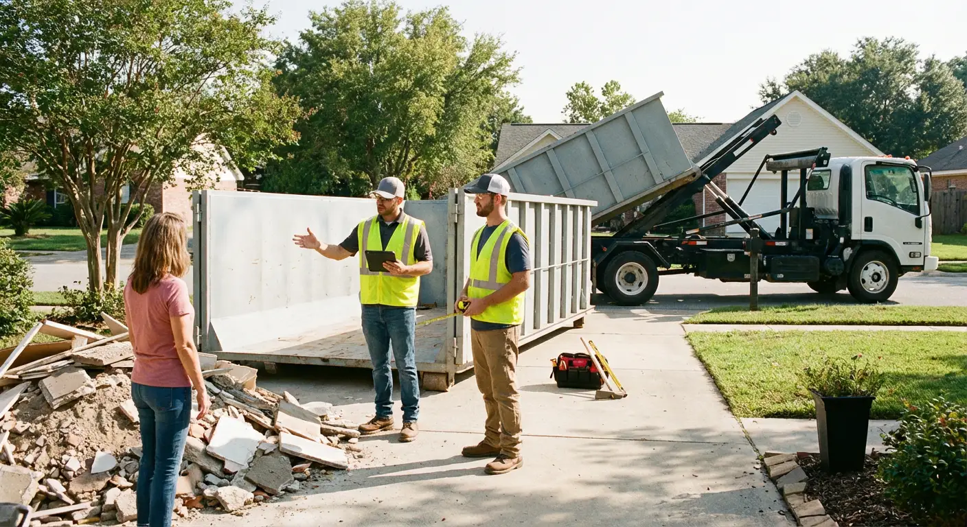 Peninsula Dumpster Rental dumpster delivery truck in Redwood City, CA
